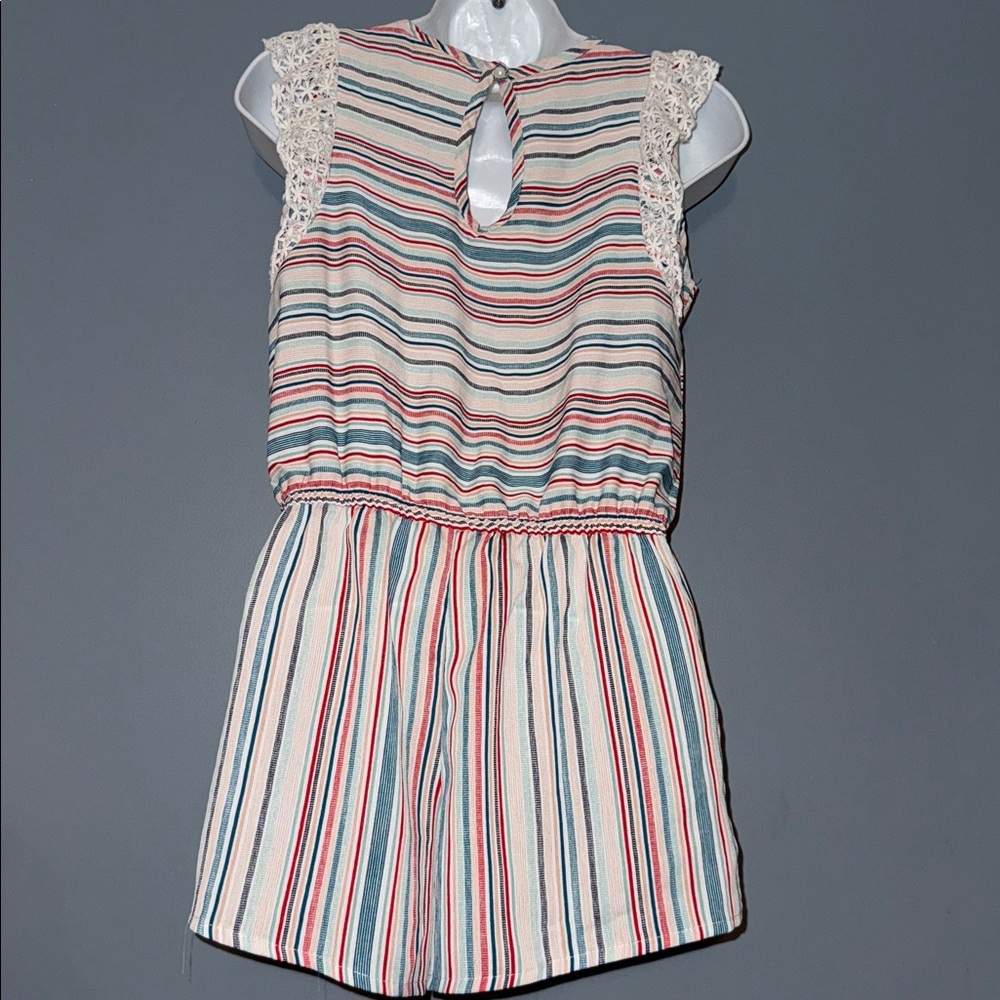 Belle Du Jour Striped Sleeveless Romper - Size Large - Picture 5 of 5